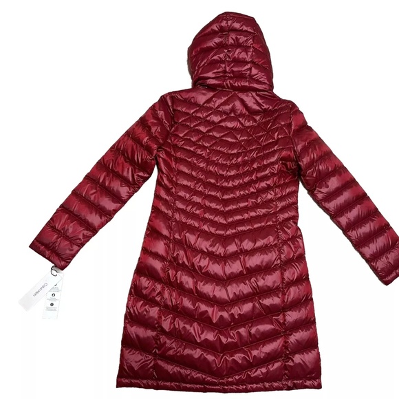 CK Calvin Klein Red Winter Parka Long Jacket Coat Down Blend Women’s Small $240 - Picture 8 of 9